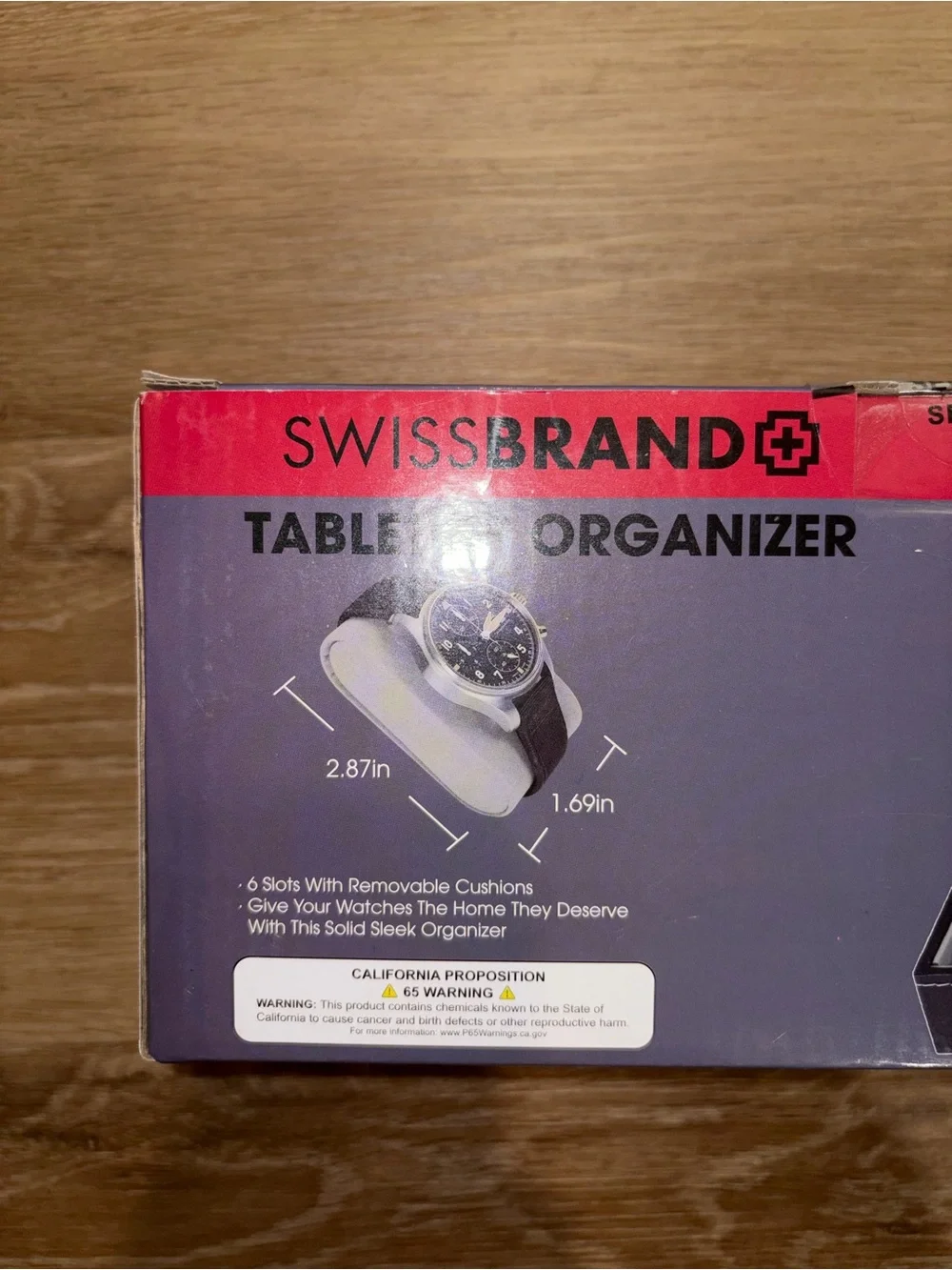SwissBrand 6 Slot Watch Box Display Case Organizer Glass Top Black New In Box